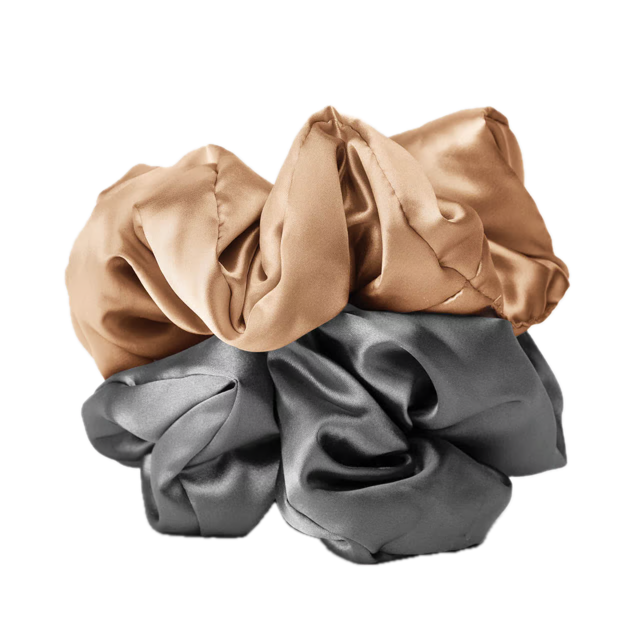 Load image into Gallery viewer, Kitsch Charcoal &amp; Gold Satin Pillow Scrunchies

