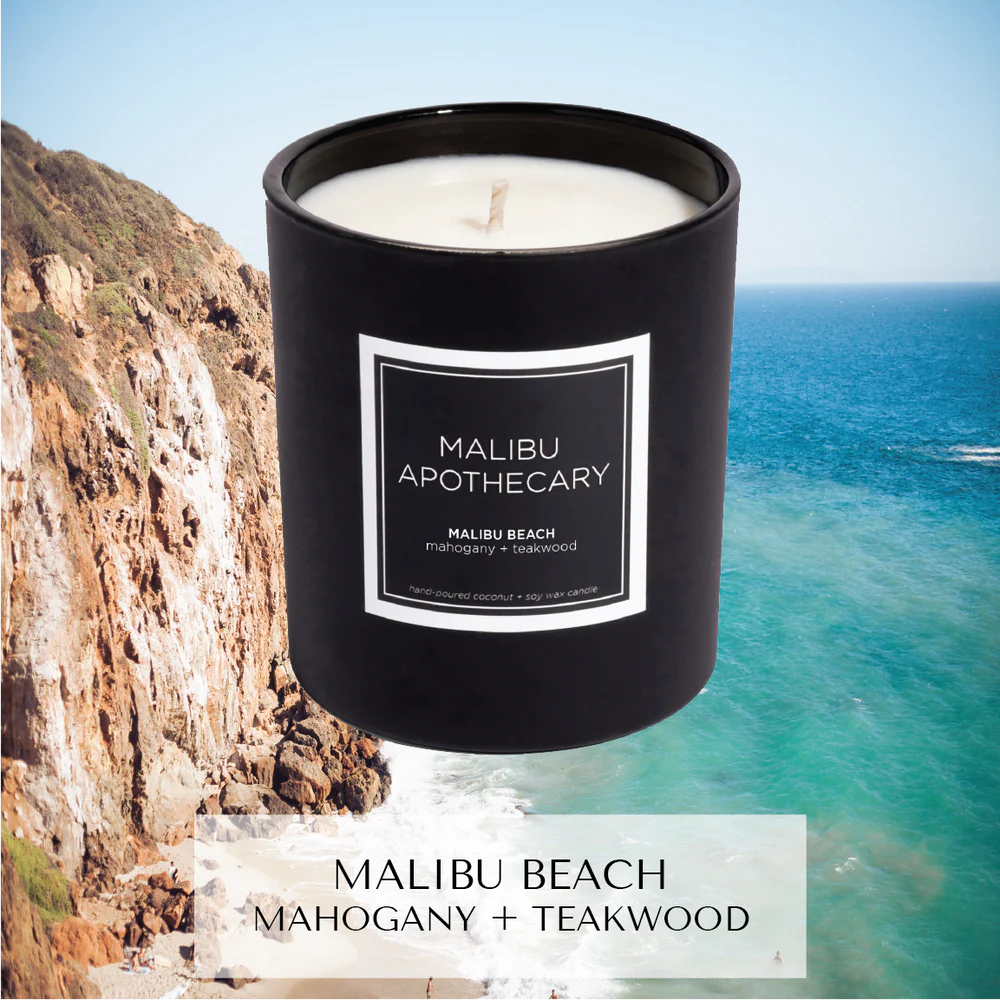 Load image into Gallery viewer, Malibu Apothecary Malibu Beach: Mahogany &amp; Teakwood Scented Candle
