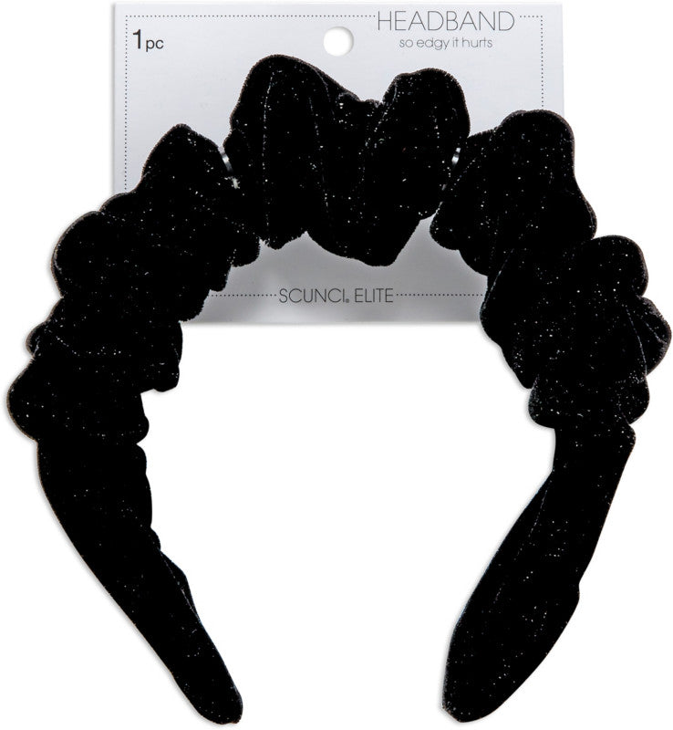 Load image into Gallery viewer, Scunci Ruched Black Velvet Headband
