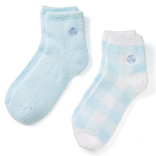 Load image into Gallery viewer, Earth Therapeutics Plaid &amp; Solid Blue Aloe Socks
